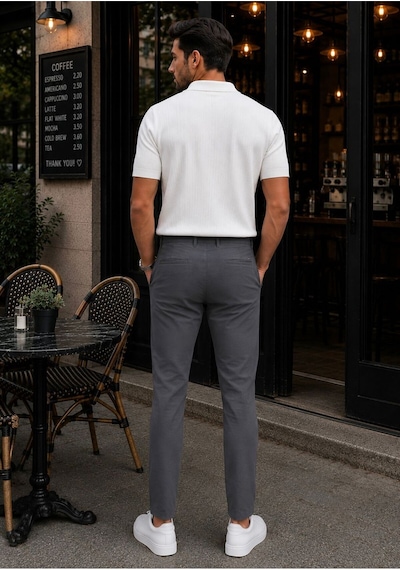 Hzr Wear Erkek Diz İzi Yapmayan En Boy Esnek Slim Fit Chino Pantolon Antrasit