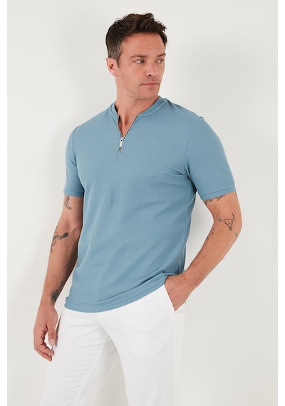 Buratti Pamuklu Regular Fit Yarım Fermuarlı Erkek T Shirt 5902653 Mavi Buratti Pamuklu Regular Fit Yarım Fermuarlı Erkek T Shirt 5902653 Mavi