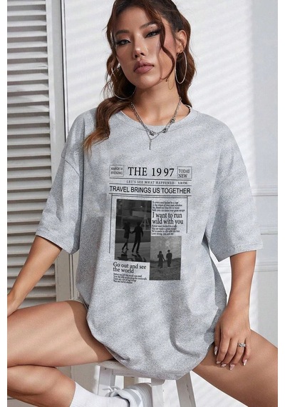 Startmore The 1997 Baskılı Oversize T-shirt Garalio Gri