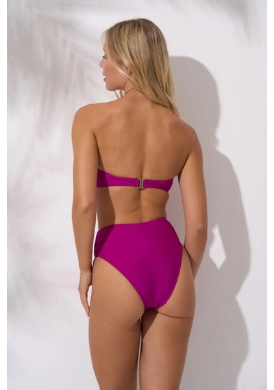 Pierre Cardin Yüksek Bel Straplez Bikini Takımı Siyah Mor Turuncu Beyaz Dolgulu, Toparlayıcı, Plaj Şıklığı Çok Renkli