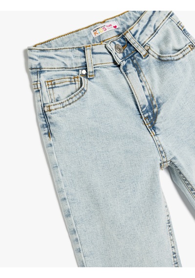 Koton Slim Fit İspanyol Paça Cepli Jean Pantolon Lıght Indıgo 5skg40062ad Açık Mavi