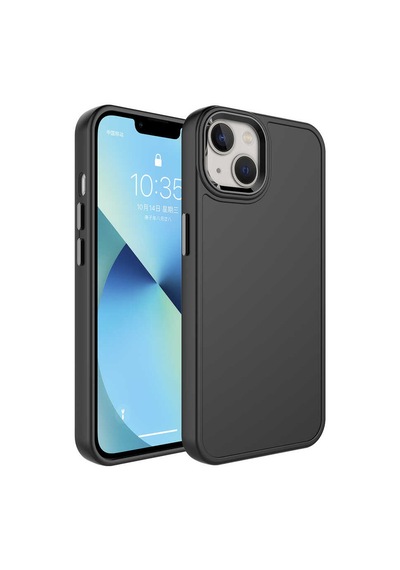 Lexroo İphone 14 Plus Kılıf Metal Çerçeve Ve Buton Tasarımlı Sert Botox Kılıf - Koyu Yeşil