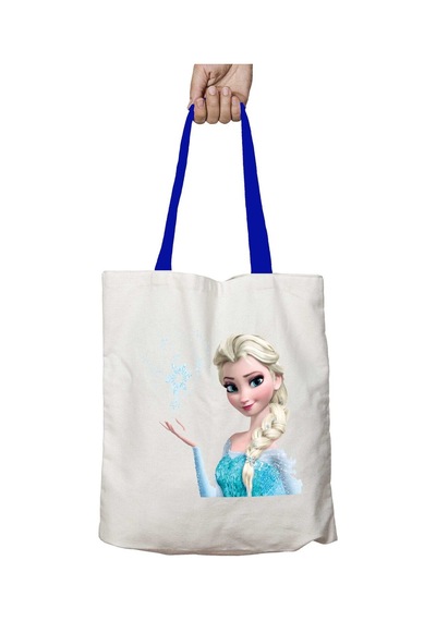Art Hediye Mavi Kulplu Elsa Kristoff Frozen Yıkanabilir Omuz Çanta Çok Renkli