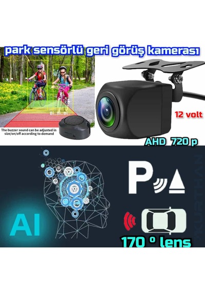 Buzzer Ahd 720p Adas Park Kamerası 170'' Lens 1 Mp Sesli İkaz 12v