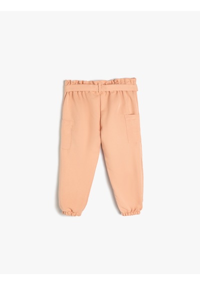 Koton Kargo Jogger Pantolon Kuşak Detaylı Cepli Pembe 4smg40024aw Gül