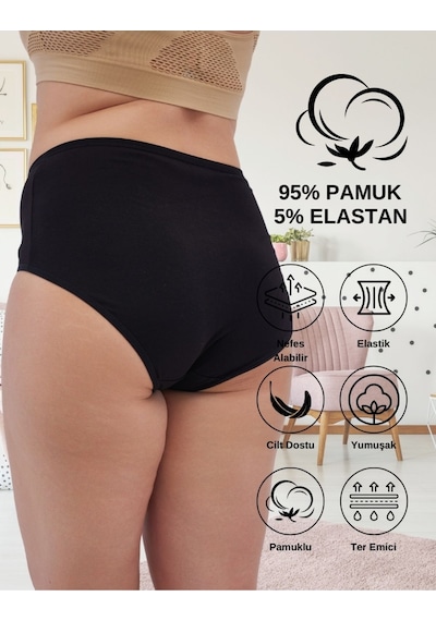 Alya Underwear Kadın Extra Battal Külot - 5 Adet Beyaz 8xl, 9xl, 10xl Siyah