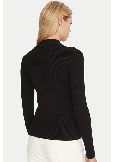 Lacoste Tight Fit High Neck 3d Ribbed Knit Sweater Kadın Dar Kesim Yarım Fermuar Tam Boy Fitilli Kazak Siyah Siyah Lacoste Tight Fit High Neck 3d Ribbed Knit Sweater Kadın Dar Kesim Yarım Fermuar Tam Boy Fitilli Kazak Siyah Siyah