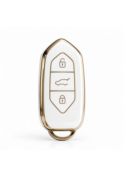 Autohan Keys Togg T10x T10f Akıllı Anahtar Kılıfı, 3 Tuşlu, Nano Koruma Beyaz-altın