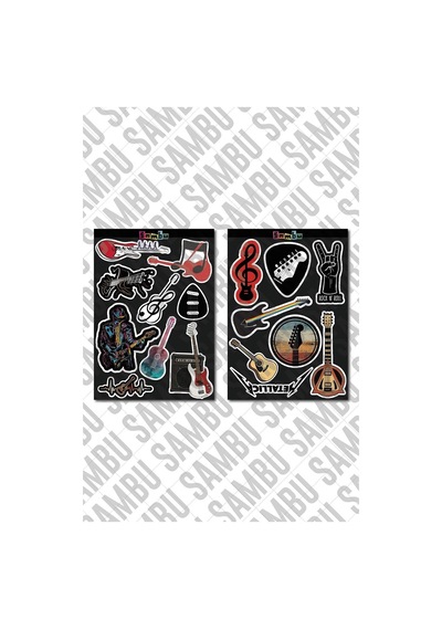 Gitar Temalı Sticker Etiket Seti - Guitar Sticker - Laptop Notebook Telefon