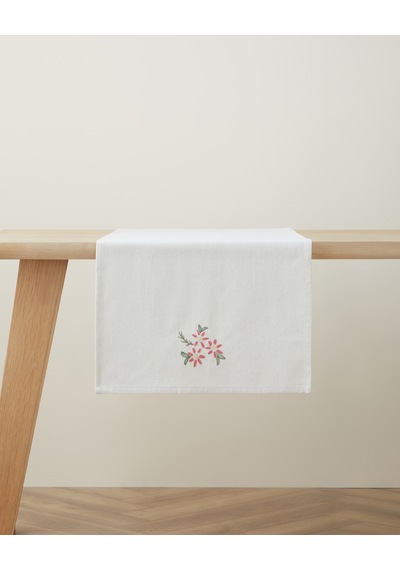 Botanical Romance Pamuk Nakışlı Runner 40x140 Cm Pembe