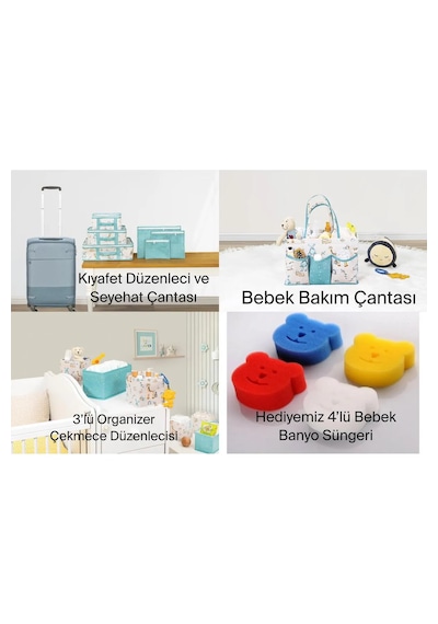4lü Set Bavul Organize Bakım Çanta Düzenleyici 4lü Sünger Hediyex Çok Çok Renkli