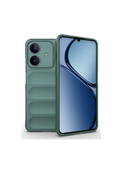 Realme Note 60 Kılıf Esnek Tpu Oyuklu Arka Yüzey Tasarımlı Zore Etnik Silikon Kapak Koyu Yeşil