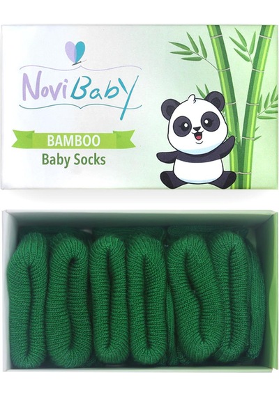 Novibaby 3'lü Bambu Yenidoğan Bebek Çorabı I Pine Green I 0-6 ay "Karışık Renkli"