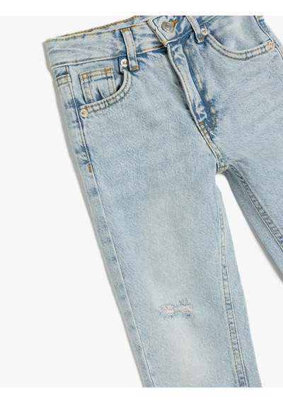 Koton Pamuklu Beli Ayarlanabilir Lastikli Denim Pantolon Lıght Indıgo 5skb40015td Açık Mavi Koton Pamuklu Beli Ayarlanabilir Lastikli Denim Pantolon Lıght Indıgo 5skb40015td Açık Mavi