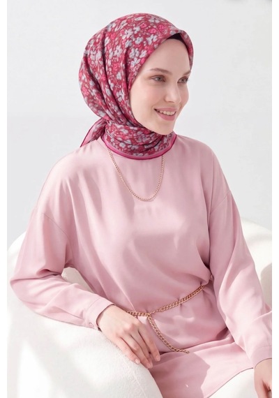Silk Home Mini Floral Desen Soft Pamuk Eşarp Bordo