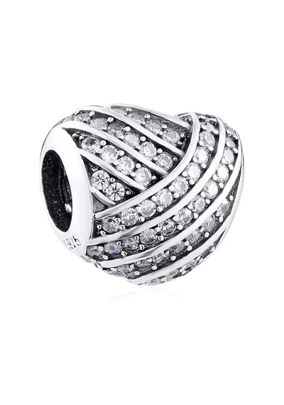 Nur Silver Tam Taşlı Kalp Gümüş Charm Nur-bl01371