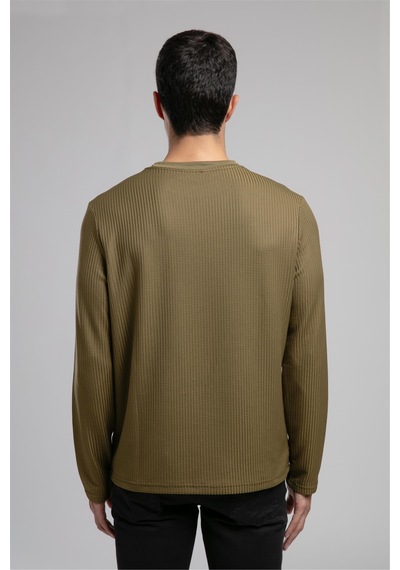 Lee Cooper Wayne Erkek O Yaka Sweatshirt Haki-21033 Haki