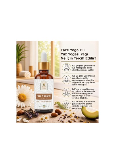 Tr Face Yoga Oil 30 Ml Yüz Yogası, Gua Sha Ve Roller Uygulamaları İçin%100 Saf Yüz Bakım Yağı