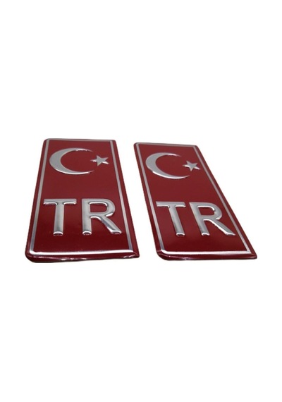 Tr Plaka Folyo Sticker 2'li - Türkiye Plaka Pleksi Kabartma Sticker 2 Adet