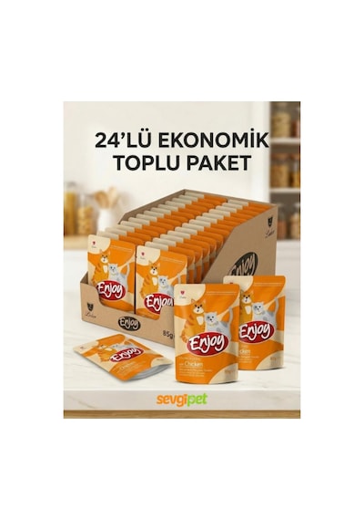 Enjoy Pouch Tavuklu Yetişkin Kedi Maması 85 Gr X 24 Adet