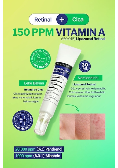 Derma Factory Retinal ve Centella İçeren Günlük Kullanıma Uygun Serum Derma Factory Retinal Cica Ampoule 30 ML