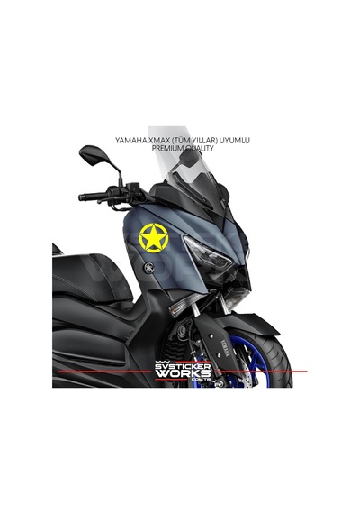 Yamaha Xmax Yıldız Sticker Yan Grenaj Desen İkili Sticker Sarı