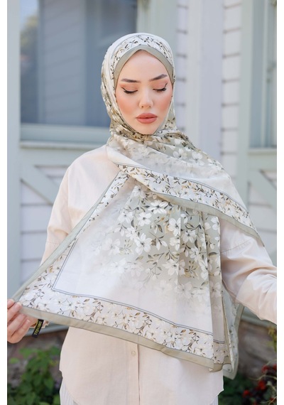 Mimiyum Lemon Flower Nayf İpek Şal - Toprak