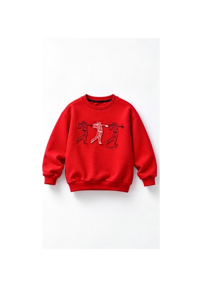 Overdo Kids Erkek Çocuk Kabarma Baskılı 2ip Sweatshirt Kırmızı