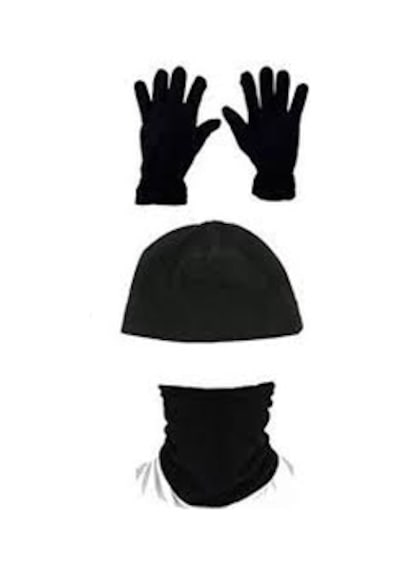 Siyah Polar Bere Boyunluk Eldiven 3'Lü Set