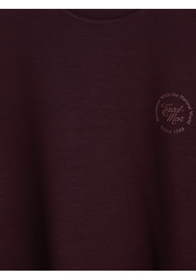 Lcwaıkıkı Classic Bordo Bisiklet Yaka Baskılı Erkek Tişört