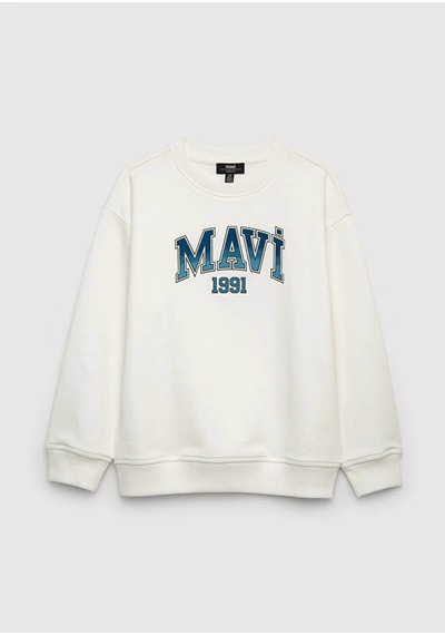 Mavi Logo Baskılı Ekru Erkek Çocuk Sweatshirt M6s10218-70057