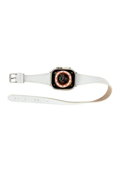 Alpıne Slim Double Tour Ivory White Hakiki Deri Apple Uyumlu Watch Kordonu - 44/45/46/49mm