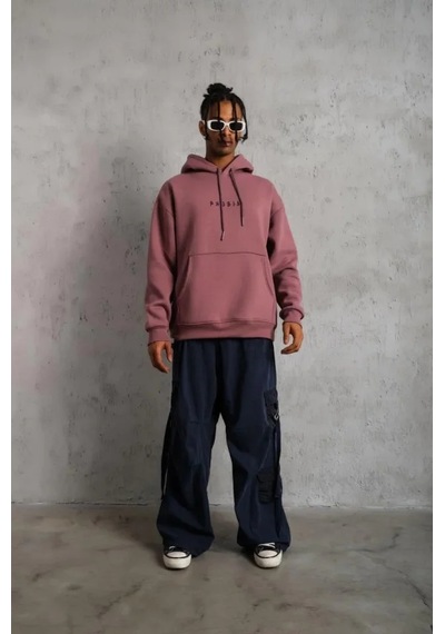 Veraura Lifestyle Erkek Astronot Baskılı Kapüşonlu Sweat - Gül Kurusu Gülkurusu