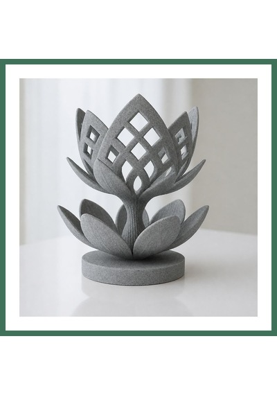 En-cag 3d Baskı Lotus Çiçeği Mumluk - Dekoratif Tealight Mumluk-gri Bss