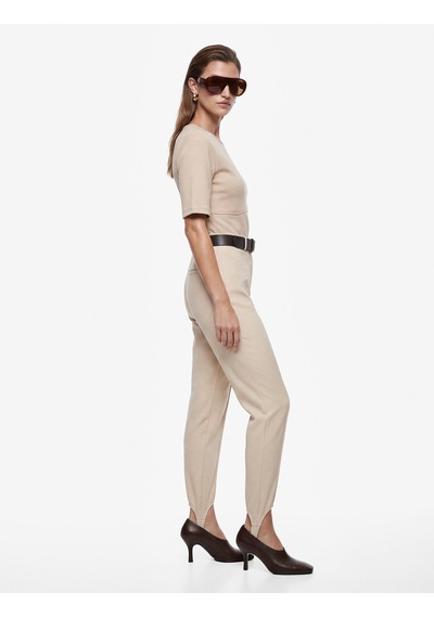 Koton Slim Fit Bisiklet Yaka Kısa Kollu Balenli Korse Detaylı Tişört Bej 7wak50027uk Ekru