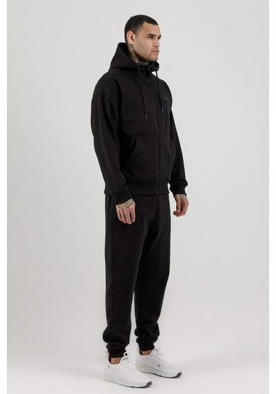 Airlife Bolder Fz.7 Tam Boy Fermuarlı Kanguru Cepli Erkek Kapüşonlu Sweatshirt Siyah