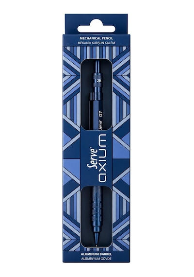 Serve Axium Mekanik Kurşun Kalem 0.7 Mm Alüminyum Gövde - Metalik Lacivert Çok Renkli