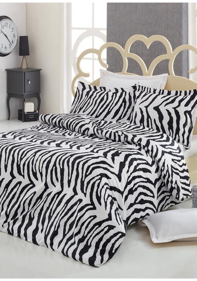Çeyiz Diyarı Zebra Pamuk Saten Çift Kişilik Nevresim Takımı Siyah - Beyaz
