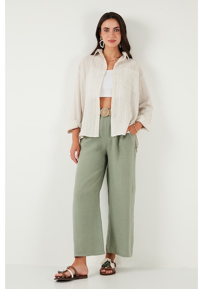 Lela Regular Fit Tek Cepli Önü Kısa Arkası Uzun Krinkıl Bayan Gömlek 6772752 Taş