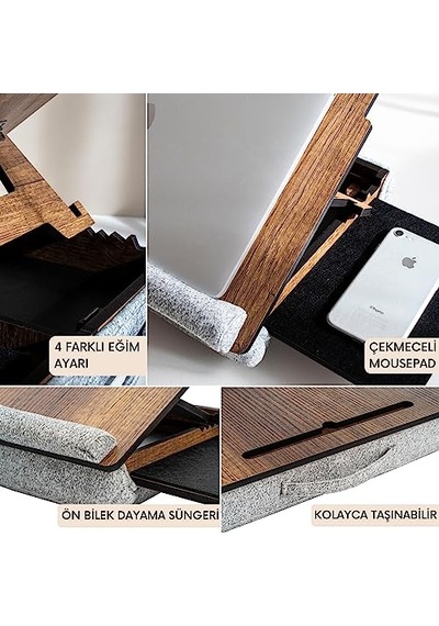 Ls051 Minderli Eğim Ayarlanabilir Mousepadli Laptop Sehpası