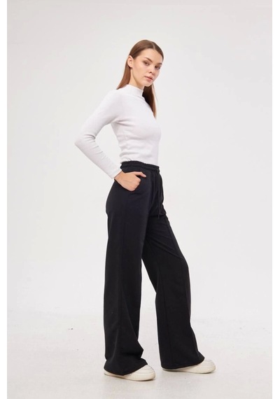 Ramımse İki Iplik Bol Paça Eşofman Pantalon - Siyah Siyah