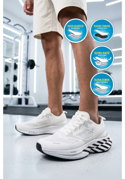 Beyaz Gümüş Erkek Spor Ayakkabı Çok Renkli