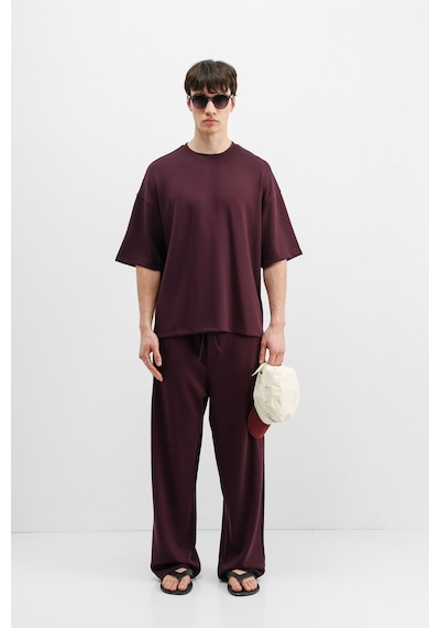 Modal Karışımlı Oversize Tişört Mürdüm