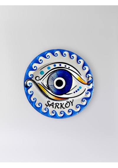 Şarköy Temalı Polyester Kabartmalı Nazar Magnet Çap: 7 Cm Dekoratif Hediyelik Buzdolabı Süsü Kod:1212
