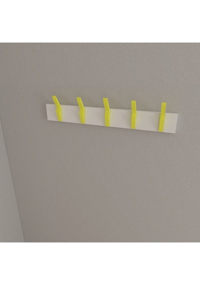 Hepsi3boyutlu Modern Duvar & Kapı Kanca Askılık - 5 Adet Sarı Kanca Askılık - Model No : 3 Sarı
