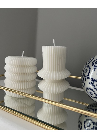 2'li Çizgili Mum Set