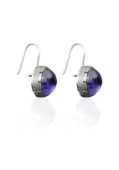 Oya Silver Mor Zirkon Taşlı Sallantılı Gümüş Kadın Küpe 2.8x1.6 Cm