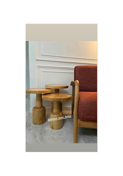 Oluklu Mantar Sehpa Ahşap