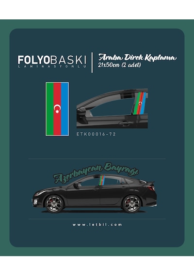Araba Etiketleri, Tuning Kaplama, Direk Folyosu - Azerbaycan Bayrağı Renkli