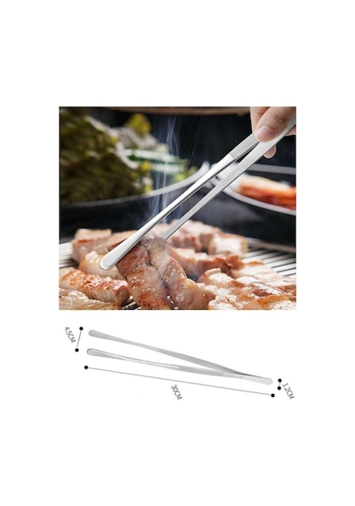 Cımbız Maşa Pişirme Cımbızı Çelik Maşa 30cm Profesyonel Şef Cımbızı Döküm Metalik